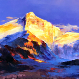 Jinsheng You: 'splendid golden mountain 246', 2019 Oil Painting, Landscape. Artist Description: This is an original unique oil painting on canvas. The work was signed in the back by the artist. It will be rolled in a tube for shipping. ...