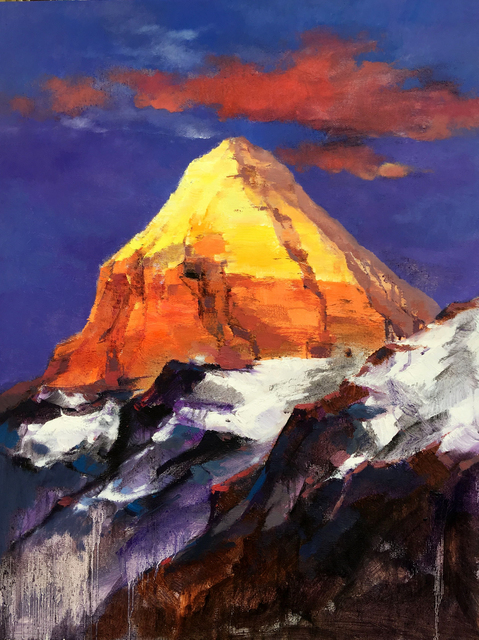 Artist Jinsheng You. 'Splendid Golden Mountain 247' Artwork Image, Created in 2017, Original Painting Oil. #art #artist