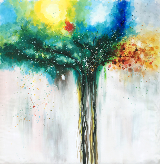 Artist Jinsheng You. 'Tree Abstract 329' Artwork Image, Created in 2020, Original Pastel Oil. #art #artist