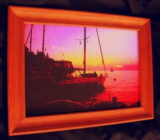 Andrew Young: 'Sunset Ships at Rovjni Croatia very colordul artwork', 2013 Mixed Media, Travel.               This art will add a great beauty to your home, office or work place. This piece of art will come without frame. 8. 27