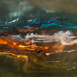 Nicholas Down: 'Hidden Moonrise', 2015 Oil Painting, Abstract Landscape. Artist Description:  Oil on Gesso Panel                                                                                  ...