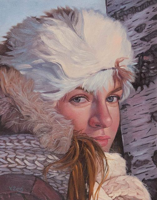 Yue Zeng  'Winter Female Portrait', created in 2021, Original Painting Oil.