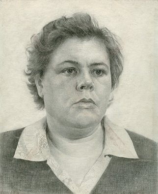 Yuri Yudaev: 'Wool Spinner Suvorova', 1983 Pencil Drawing, Portrait.   1984, graphite pencil on paper; 6. 3 X 7. 9 in. ( 16. 0 X 20. 0 cm) The picture was also displayed at the exhibition 
