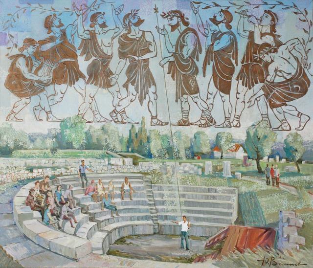 Artist Yuri Vasiliev. 'Dispute In Troy' Artwork Image, Created in 2012, Original Painting Oil. #art #artist