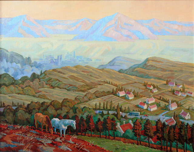 Artist Yuri Vasiliev. 'Fog In The Mountains' Artwork Image, Created in 2008, Original Painting Oil. #art #artist