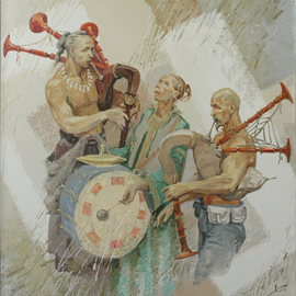 Yuri Vasiliev: 'kelt s melody', 2006 Oil Painting, Ethnic. Artist Description: ethnic, music, dance, kelt, man...