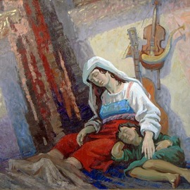 Yuri Vasiliev: 'streets musikant s dreem', 2004 Oil Painting, Ethnic. Artist Description: ethnic, music, kids, italian, ...