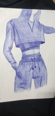 Zahra Neystanee: 'painting of body', 2023 Pencil Drawing, Body. painting of body is very amazing .l painting this paint with pencil...
