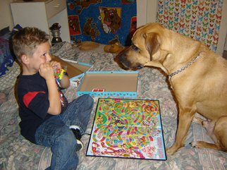 Rickie Dickerson: 'Can I be Green', 2006 Color Photograph, Family. As you can see, we have a very smart dog. . . and he loves playing with his boy! ...