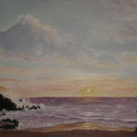 Rickie Dickerson: 'Lavender Beach', 1996 Oil Painting, Seascape. Artist Description: I think this was a postcard too. ...