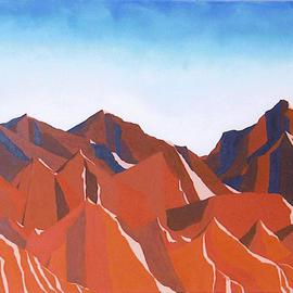 Rickie Dickerson: 'Red Peaks', 2000 Oil Painting, Landscape. 