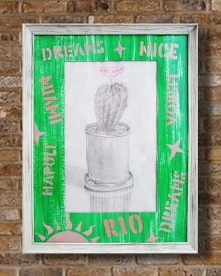 Zaure Kadyke: 'dream of warmth', 2018 Pencil Drawing, Life. pencil pink sun tin warm resorts cactus can classical dream gray greenframedyou can pay by Paypal...
