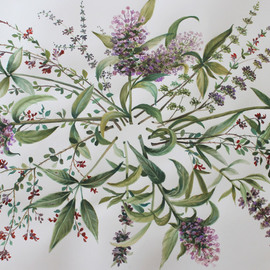 Marsha Bowers: 'artist garden', 2021 Other Painting, Botanical. Artist Description: Gouache painting.  Inspired from my garden.  ...