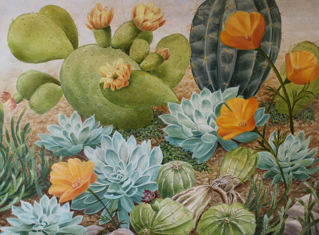 Artist Marsha Bowers. 'Cactus Extravaganza' Artwork Image, Created in 2020, Original Paper. #art #artist