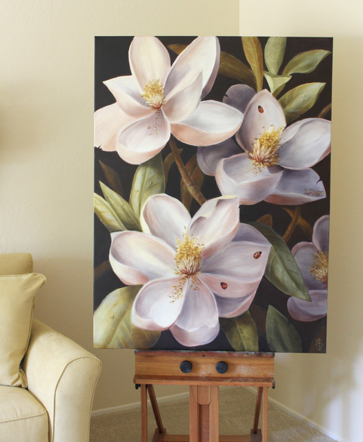 Artist Marsha Bowers. 'Magnolias' Artwork Image, Created in 2018, Original Paper. #art #artist