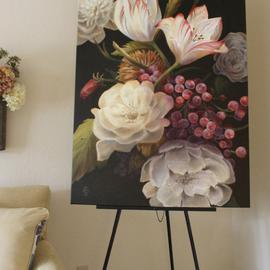 Marsha Bowers: 'winter floral', 2016 Oil Painting, Floral. Artist Description: Large scale floral painting...