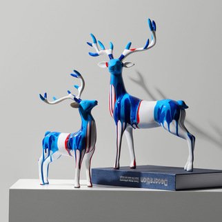 Xihui Zhang: 'sculpture deer animal decor', 2020 Assemblage, Wildlife. Big deer size : length: 29cm, height: 35cm.Small deer size: length : 15cm, height: 26cm.Deer represent beatiful, love, health and power. This deer stag bring happiness, luck and longevity to you. To clean, dust with soft brush or cloth.The stag sculpture is perfect home or office decoration. Put them ...