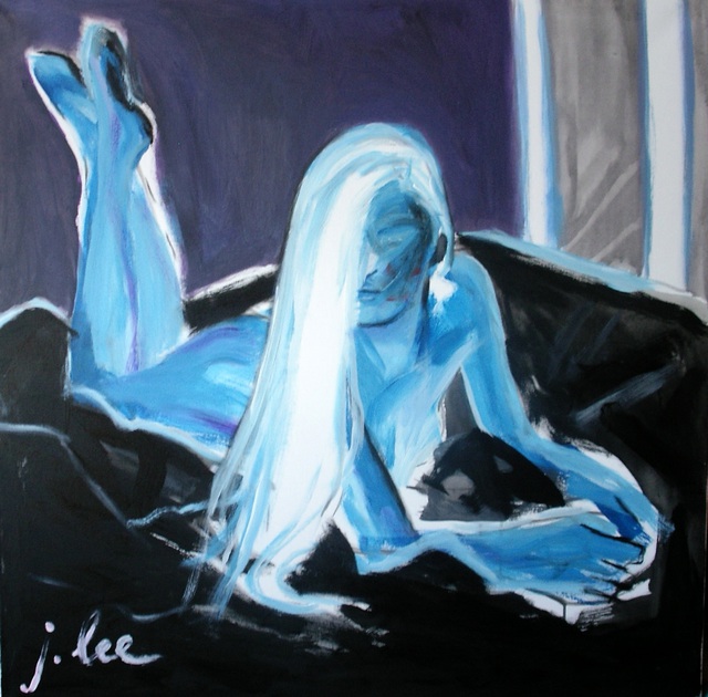 Artist Juris Libeks. 'Nude In Blue' Artwork Image, Created in 2016, Original Painting Acrylic. #art #artist