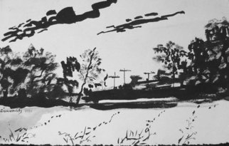 Dana Zivanovits: 'AFTER THE STORM', 1990 Ink Painting, Landscape. Artist Description:   India ink on acid free, rag paper- a signed and dated Zivanovits original. Note ; Paper is white despite photo....