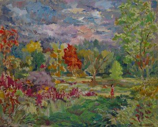 Dana Zivanovits: 'AUTUMN STORM', 2013 Oil Painting, Landscape.            This painting was done from life in oil on linen mounted to masonite.               ...