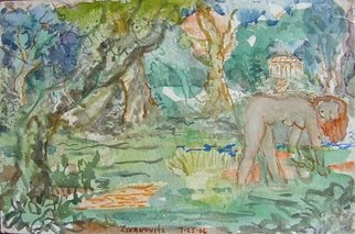 Dana Zivanovits: 'BIRTH OF APHRODITE', 2006 Watercolor, Mythology.  Watercolor on acid free, all rag watercolor paper- a signed and dated Zivanovits original. ...