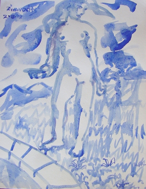 Artist Dana Zivanovits. 'BLUE NUDE' Artwork Image, Created in 1998, Original Painting Other. #art #artist