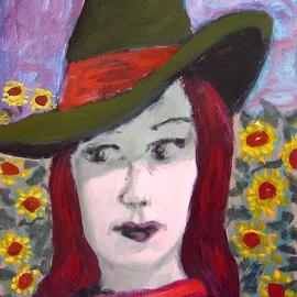 Dana Zivanovits: 'COWGIRL WITH SUNFLOWERS', 2002 Acrylic Painting, Western. Artist Description:  A cowgirl in a field of sunflowers. Acrylic on canvas- a signed Zivanovits original. ...