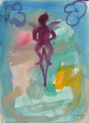Dana Zivanovits: 'CUPID ON UNICYCLE', 1999 Watercolor, Mythology.  Watercolor on acid free sketch paper- a signed and dated Zivanovits original. ...