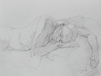 Dana Zivanovits: 'MALE NUDE STUDY 2', 1999 Pencil Drawing, nudes.   Drawn from life drawing in pencil on archival paper. A signed and dated Zivanovits original. ...