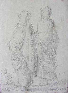 Dana Zivanovits: 'MUSLIM WOMEN', 2006 Pencil Drawing, Islamic.  Graphite on Arches all cotton acid free paper- a signed Zivanovits original. ...