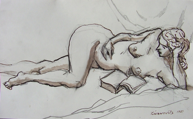 Dana Zivanovits  'NUDE WITH BOOK', created in 1987, Original Painting Other.