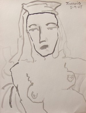 Dana Zivanovits: 'SAILOR GIRL', 2007 Ink Painting, Sailing.   Imaginary ink on acid free sketch paper- a signed and dated Zivanovit's original. ...