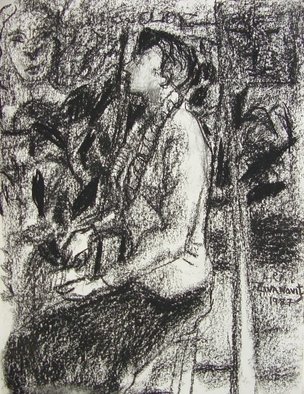 Dana Zivanovits: 'THE COLLECTOR', 1987 Charcoal Drawing, People.   Charcoal on acid free sketch paper- a signed and dated Zivanovit' s original...