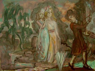 Dana Zivanovits: 'TRIBUTE TO  GAINSBOROUGH', 2008 Acrylic Painting, History.  This is a tribute to Gainsborough as he paints a portrait. Acrylic on stretched canvas. ...
