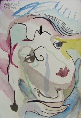 Dana Zivanovits: 'UMBRELLA', 2006 Watercolor, People.  Watercolor on all rag acid free Arches printing paper- a signed and dated Zivanovits original. ...