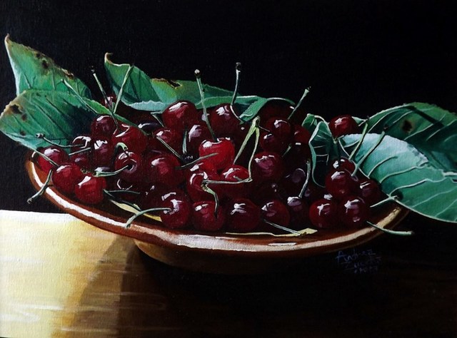 Andrea Zucca  'Cherries', created in 2010, Original Painting Oil.