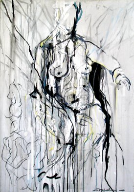 Zuzanna Kozlowska: '1', 2005 Acrylic Painting, Abstract Figurative. Original Acrylic on Canvas Life drawing from observation of nude ...