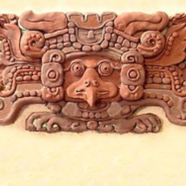 Kukulkan, the Mayan feathered serpent lintel reproduction By Sigmund Sieminski